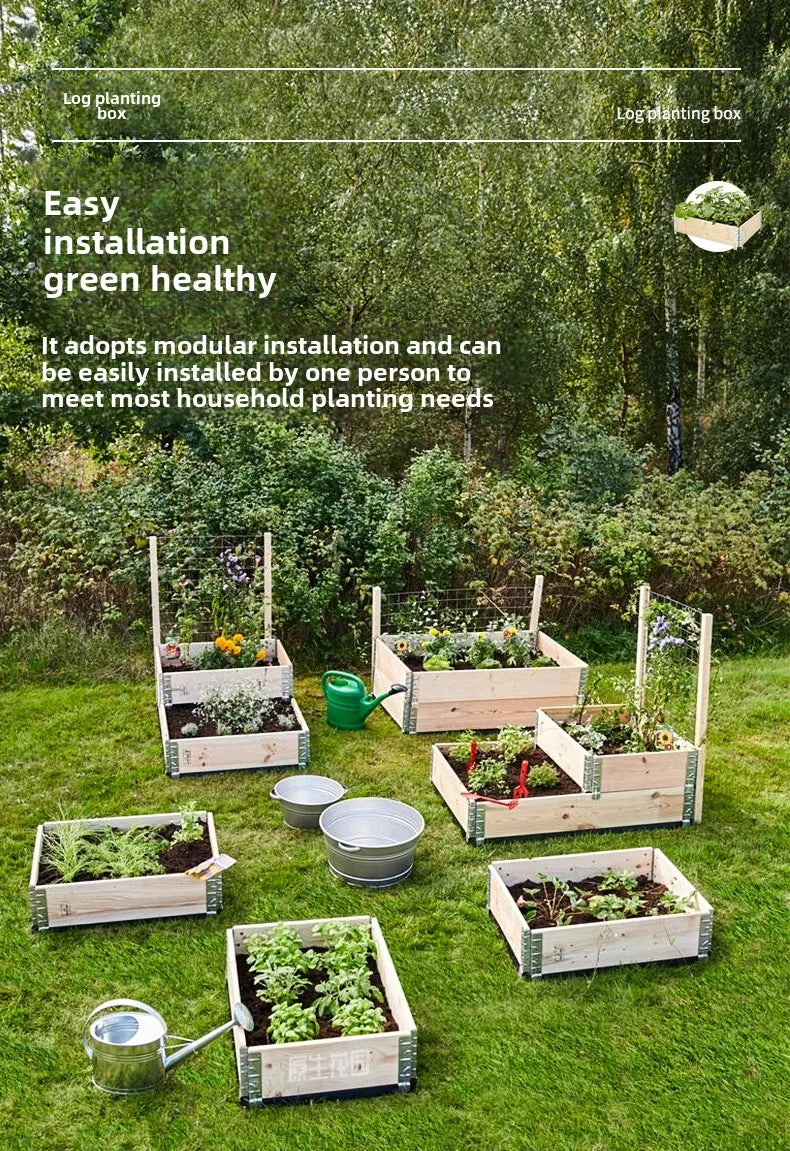 Garden Original Wooden Planting Boxes Framed Beds Vegetable Planting Planters Outdoor Patio Wooden Enclosures