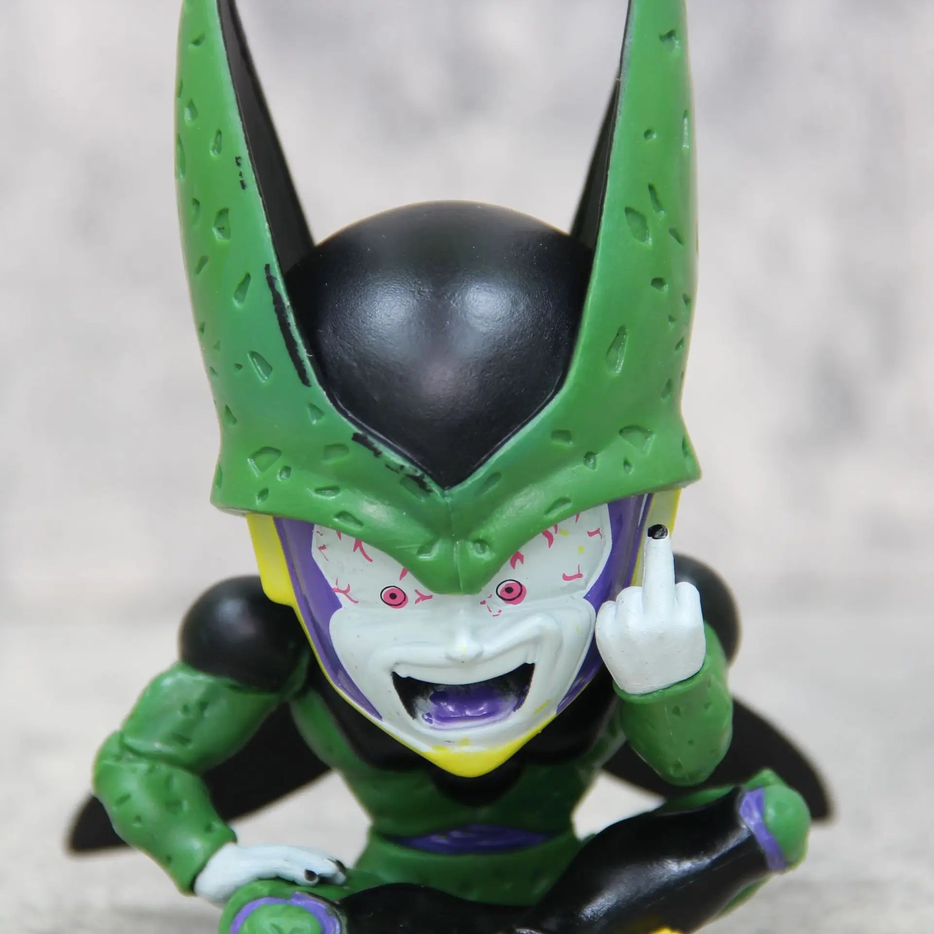 12cm Dragon Ball Anime Cute Cell Sitting Erect Middle Finger Action Figure Pvc Model Doll Collection Statue Ornament Toys Gift