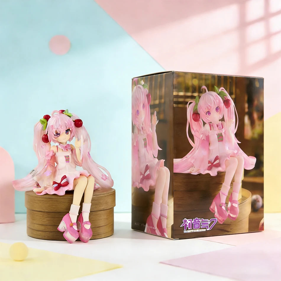 2026 14cm Hatsune Miku Vocalod Noodles Stopper Cherry Blossom Sakura Action Figure Doll Model Toy Home Kawaii Miku Birthday Gift