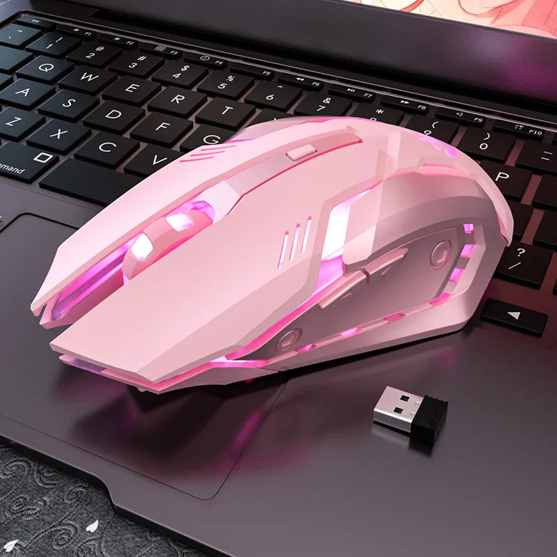 Gaming-Maus mit Stummschaltung, niedliche RGB-Gamer-Mäuse mit 6 Tasten, optische Büro-Computermaus für Desktop-Laptop, ergonomische Spielmaus