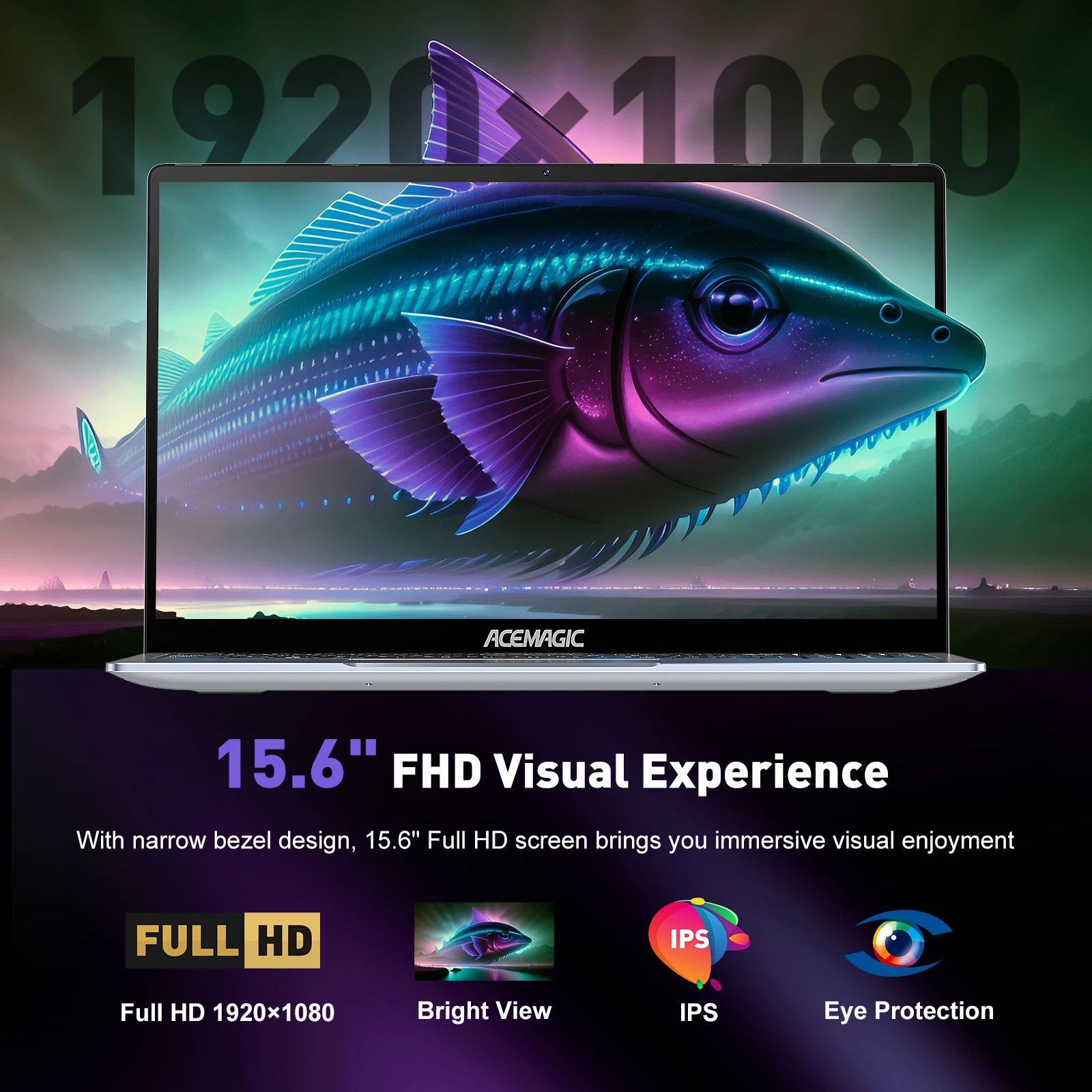 ACEMAGIC 15,6" Ultra Slim Laptop 16GB RAM 512GB SSD Intel N97 Notebook Gamer 1920*1080 Display Büro Studie Computer Windows 11