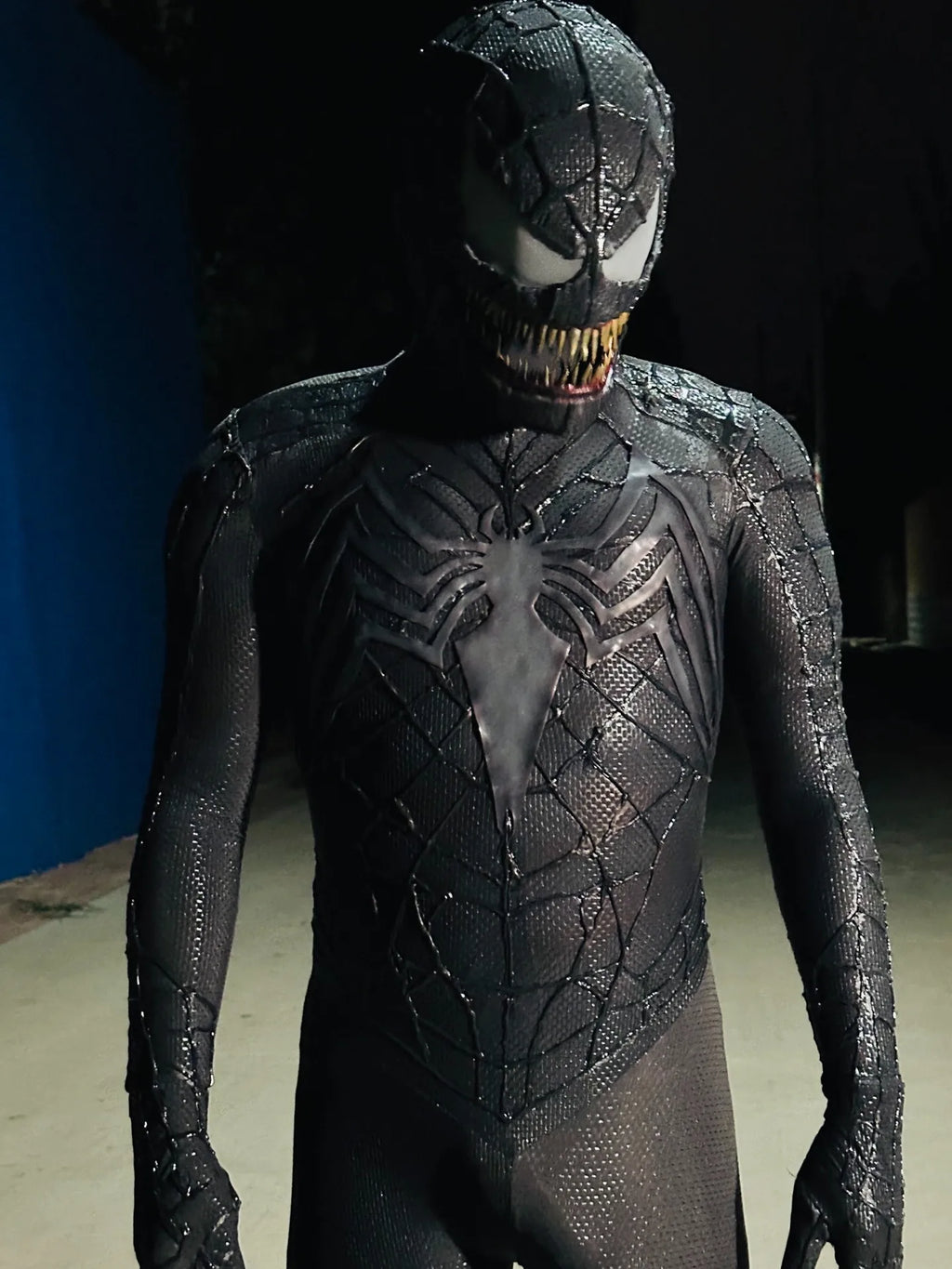 Venom Spider-Man Suit with Mask Movable Chin 1:1 3D Colour Printing Handmade Customized Spiderman 3 Jumpsuit Halloween Costume