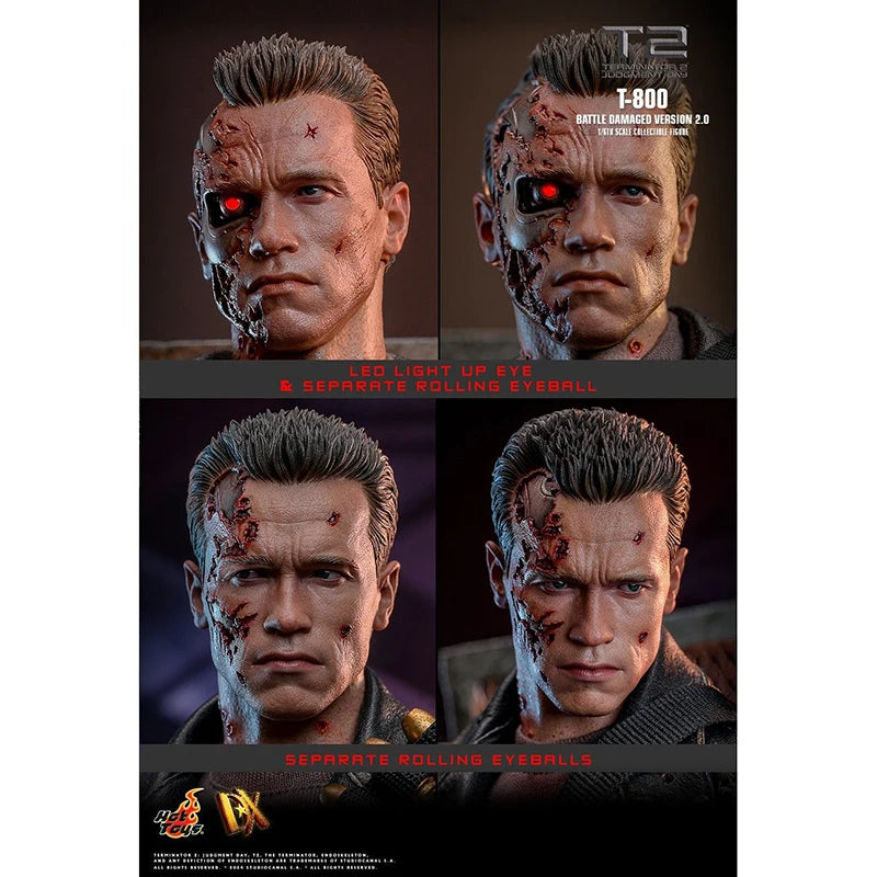 Original Hot Toys HT DX46 1/6 Terminator 2 Judgment Day T-800 Battle Damaged Version 2.0 In Stock Anime Action Collection Figure