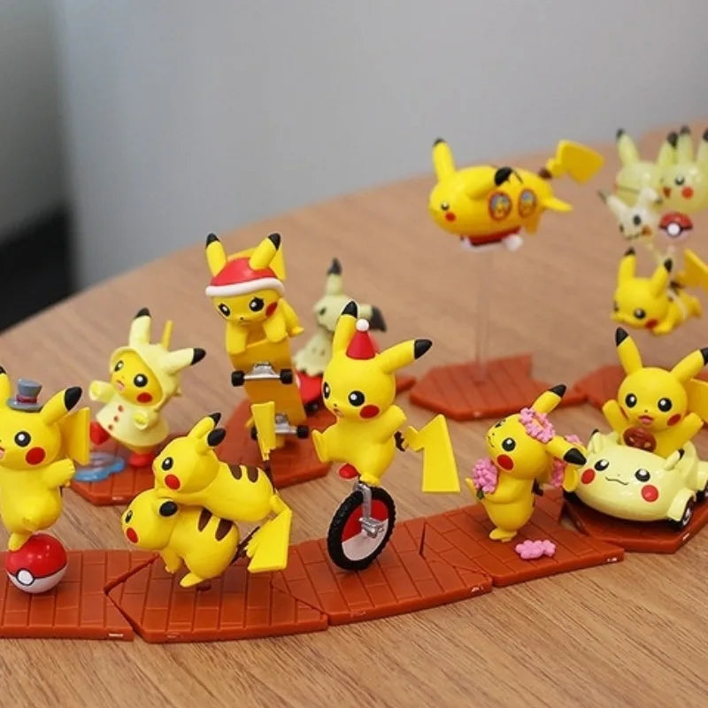 Pokemon Center Summer Seaside Pikachu Parade Edition Q Version Action Figures Cartoon Character Collectible Desktop Ornaments