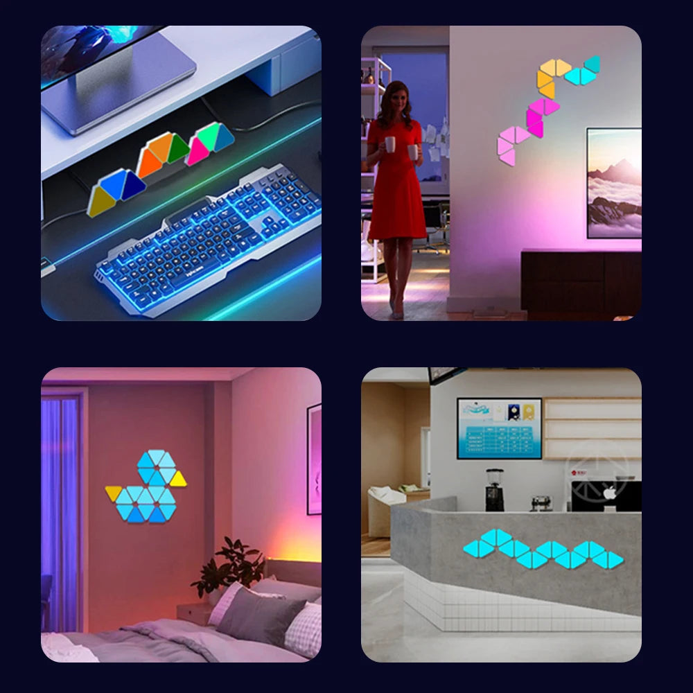 LED Smart WiFi Triangle Wall Light RGB Indoor Atmosphere Night Light APP Music Synchronization Game Room TV Bedroom Decoration