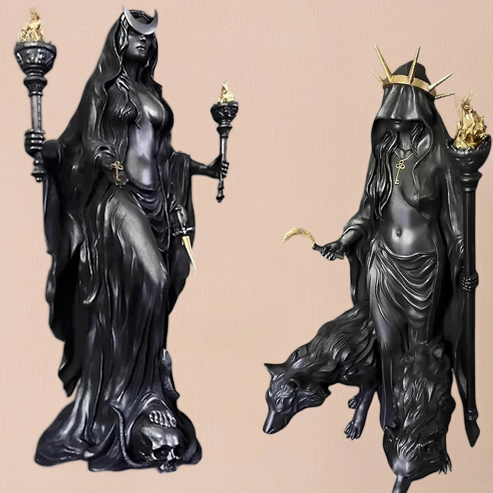 Hexe der Nacht, Heimdekoration, Halloween, Hekate, griechische Hexenstatue, Figur, moderne Hounds of Magic, Harz-Skulptur, Dekor