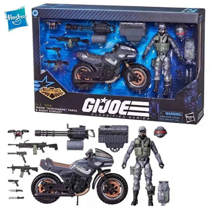 New Original Hasbro G.I. Joe Classified Series #127 Night Force Jason Shockwave Faria & Night Pursuit Cycle Action Figure Model