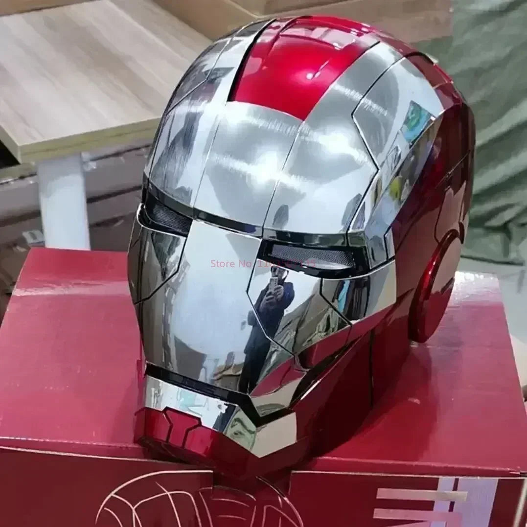 Iron Man 1:1 Helmet Mk5 Mk50 Avengers War Machine Cosplay Electric Open Close English Voice Remote Control Toys Christmas Gifts