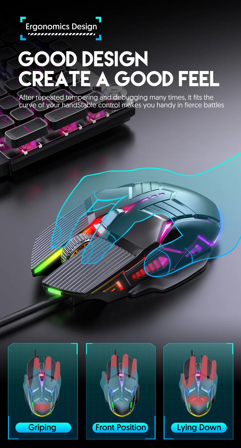 Gaming Mouse Ergonomic 5500 DPI USB Computer Mouse Gamer RGB Mice Macro Programming Mechanical Mouse For Game Computer Laptop