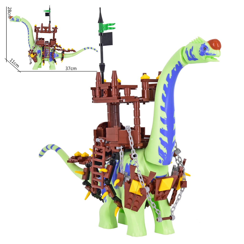 2025 New Jurassic Dinosaur Titanosaurus Dinosaur Seat Buildable Dino with Fortress Structure Ladders Flag