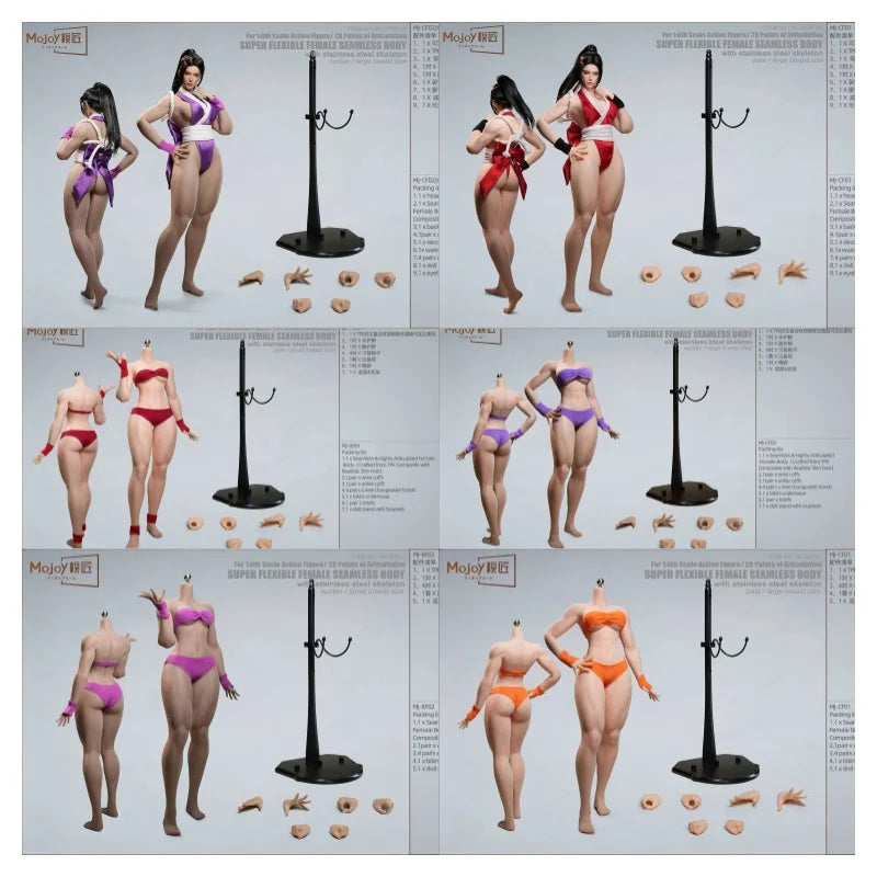 Mojoy Studio Mj-Bd01/Bd02 1/6 Female Seamless Figure Silicone Body 12'' 28 Joints Movable Eye Super Flexable Action Figure Body