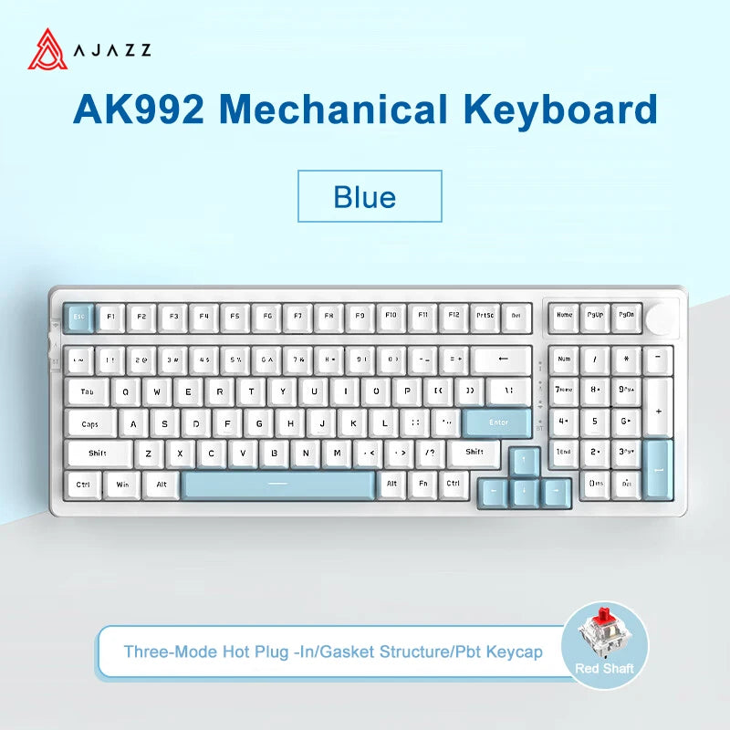 AJAZZ AK992 Mechanische Gaming-Tastatur RGB 100 Tasten Hot-Swap-Tastatur 5.0 Bluetooth Wireless 2.4G USB für PC Gamer Desktop