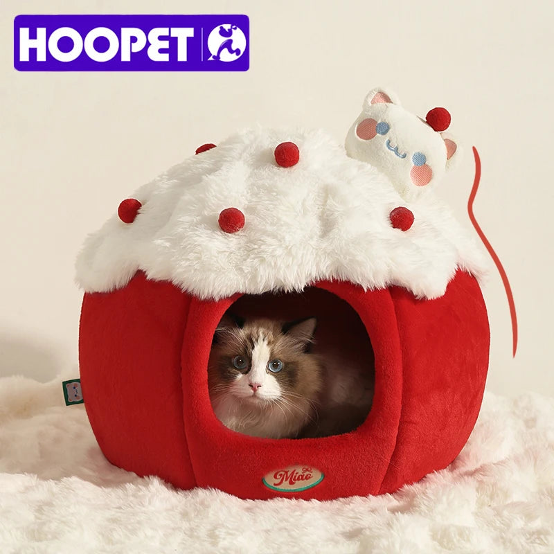 HOOPET Warm Cat House for Winter, Enclosed Kitty Tent with Large Space, Four-Season Safe & Cozy Sleeper, Eco-Friendly Pet Bed