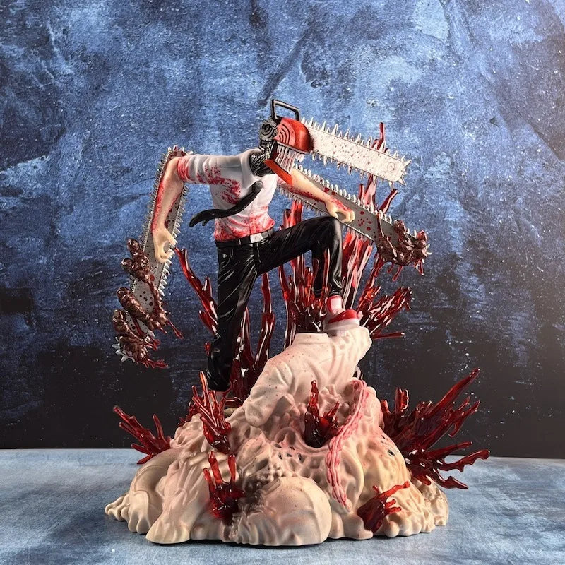 Anime Figure Chainsaw Man Denji Pochita Fit Standing Position Fighting Model Toy PVC Boxed Big Gift Sculpture Ornaments 27CM