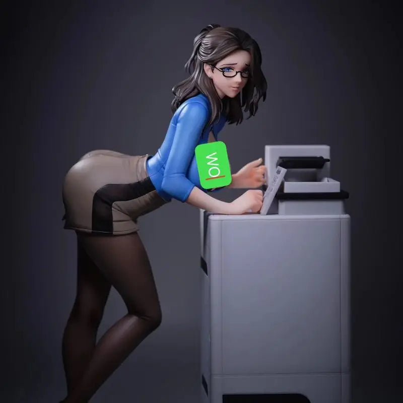 Stylish Poised Charming Anime Office Lady Pvc Figure Printer Scene Desktop Bookshelf Case Decor Collectible Model For Anime Fans