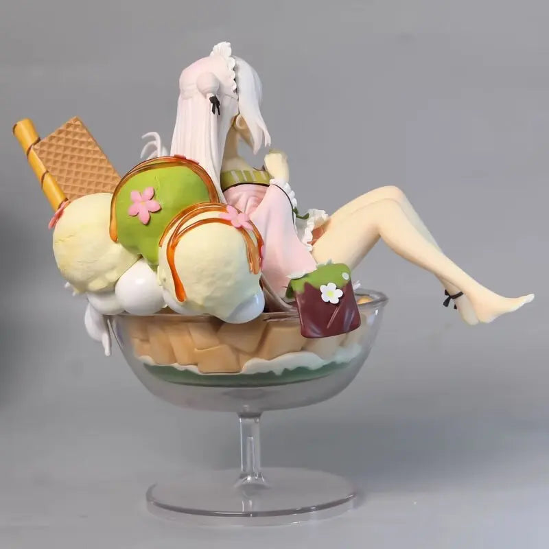 Summer Tale Resin Figure Set - Elegant Kimono & Sweet Ice Cream Girl, Contrast Aesthetic Pc Decor Collectible