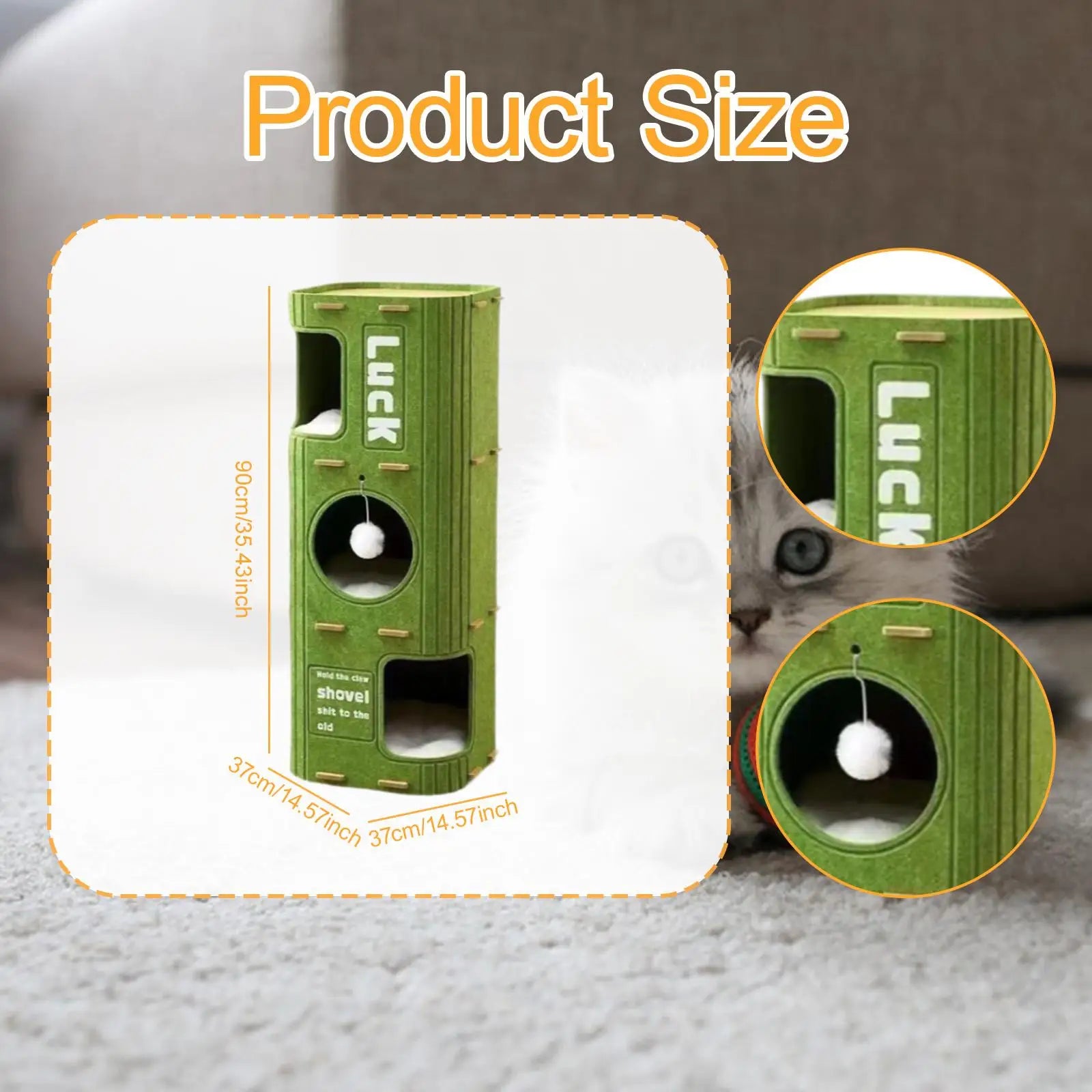 3 Storey Cat Bed Cave Hideaway Scratch Resistant Cat House Covered Tunnel Condo for Indoor Outdoor Cats Resting Multiple Cats