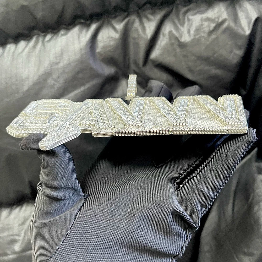 BIG Customized Letters Name Iced Out Pendant Necklaces For Men Women Bling Zircon Necklace Hip Hop Jewelry Copper