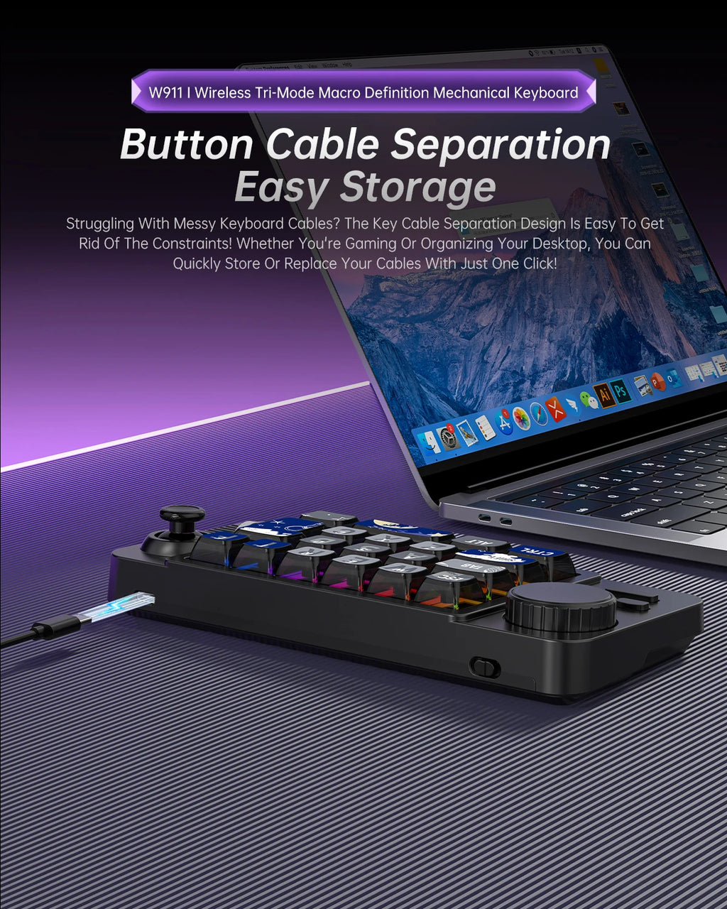 Hot Swap Bluetooth Wireless Mechanical Keyboard with Volume Scroll Jostic Backlit Wired Keyboard Programmer Gaming Keypad