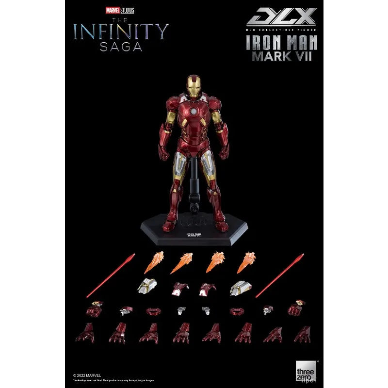 Original Threezero MARVEL THE INFINITY SAGA DLX Iron Man Mark 7 Anime Figure Model Toys Collection