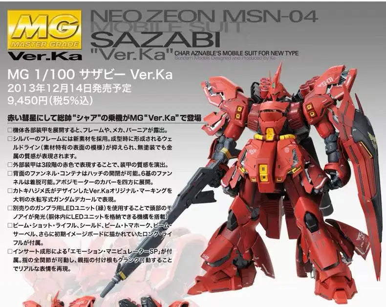 BANDAI SPIRITS MG 1/100 Char's Sazabi Ver.Ka (Version Katoki) Plastic Model Kit
