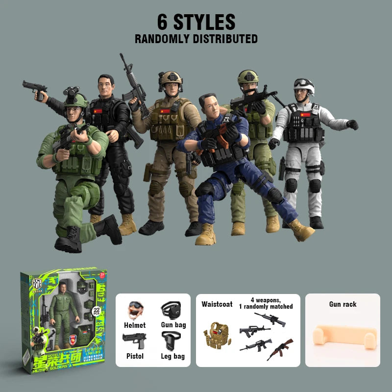 1:9 Soldier Model Toy 15 Joints Movable Free Action Figure Blind Box Decoration Boy Military War PVC Doll Children's Gift Xmas