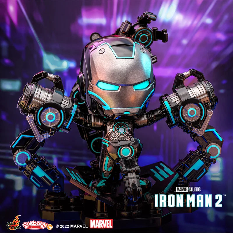 HotToys Iron Man 2 Neon Tech Version Iron Man Cosbaby Mini Collectible Figure With Docking Station For Marvel Movie Collectors