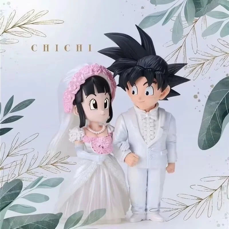 Son Goku and Chichi Wedding Mariage Model Dragon Ball Z Action Figure DBZ Somersault Figurine Anime PVC GK Statue Ornament Toys