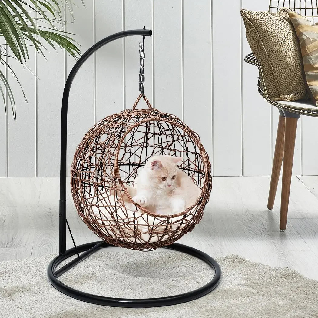 Cat Beds Hanging Chair Elevated Puppy Wicker Hanging Basket Swinging Egg Chair Pet Swing Basket