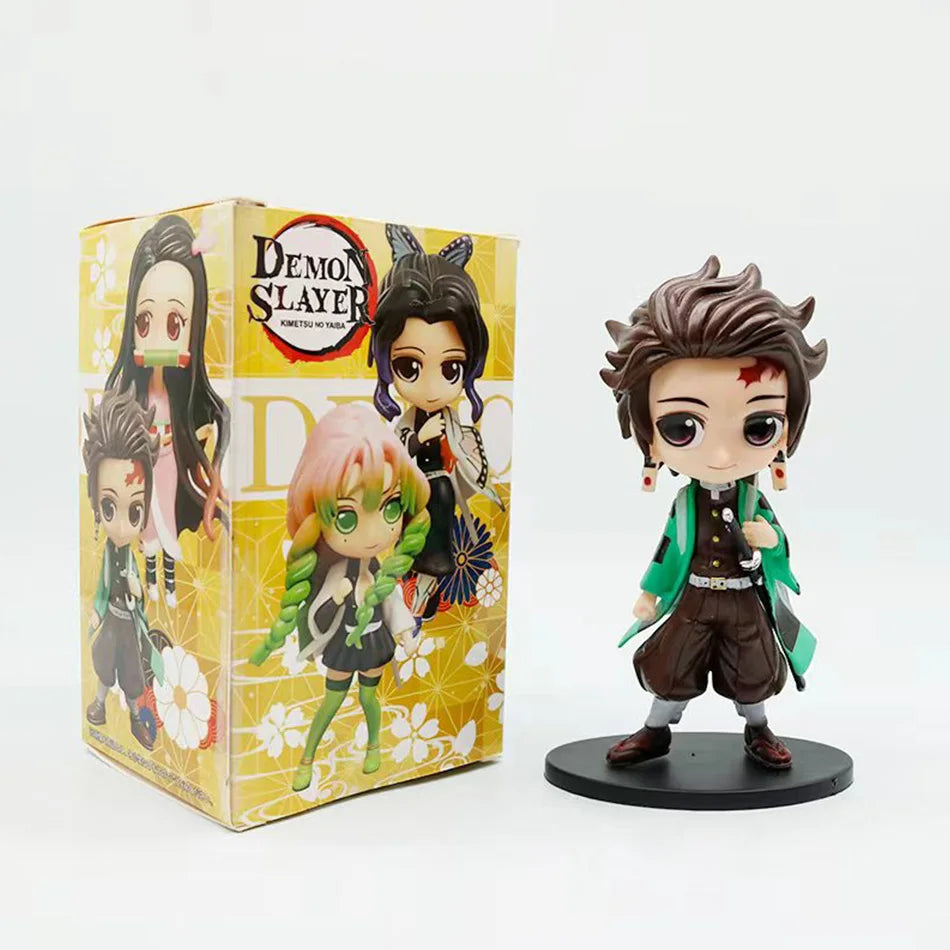 Demon Slayer Q Version Anime Figures 8Pcs Set Tanjiro Nezuko Hashira Collection PVC Model Birthday Christmas Gift for Kids