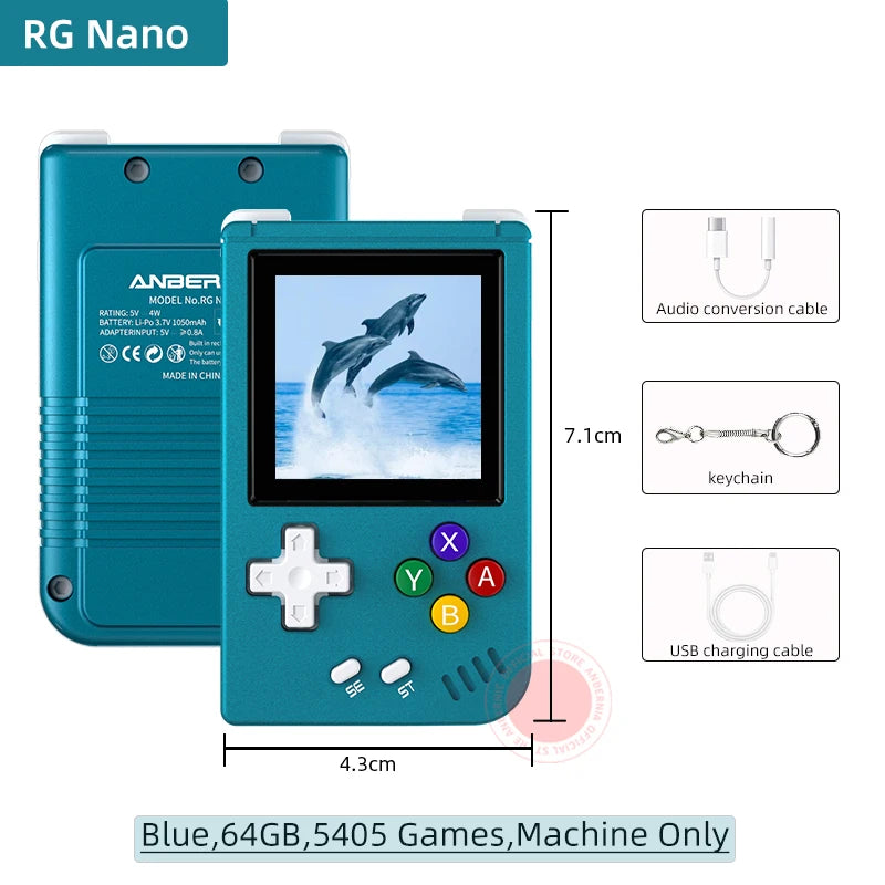 ANBERNIC G Nano Handheld Game Console Portable Retro Video Games Consoles Hand Held Aluminum Alloy CNC Music Player 1.54Inch IPS