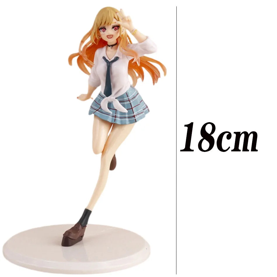 18CM Anime My Dress Up Darling Kitagawa Marin Figure School Uniform Dress Up Standing Model Toy Gift Action Figure For Kids PVC