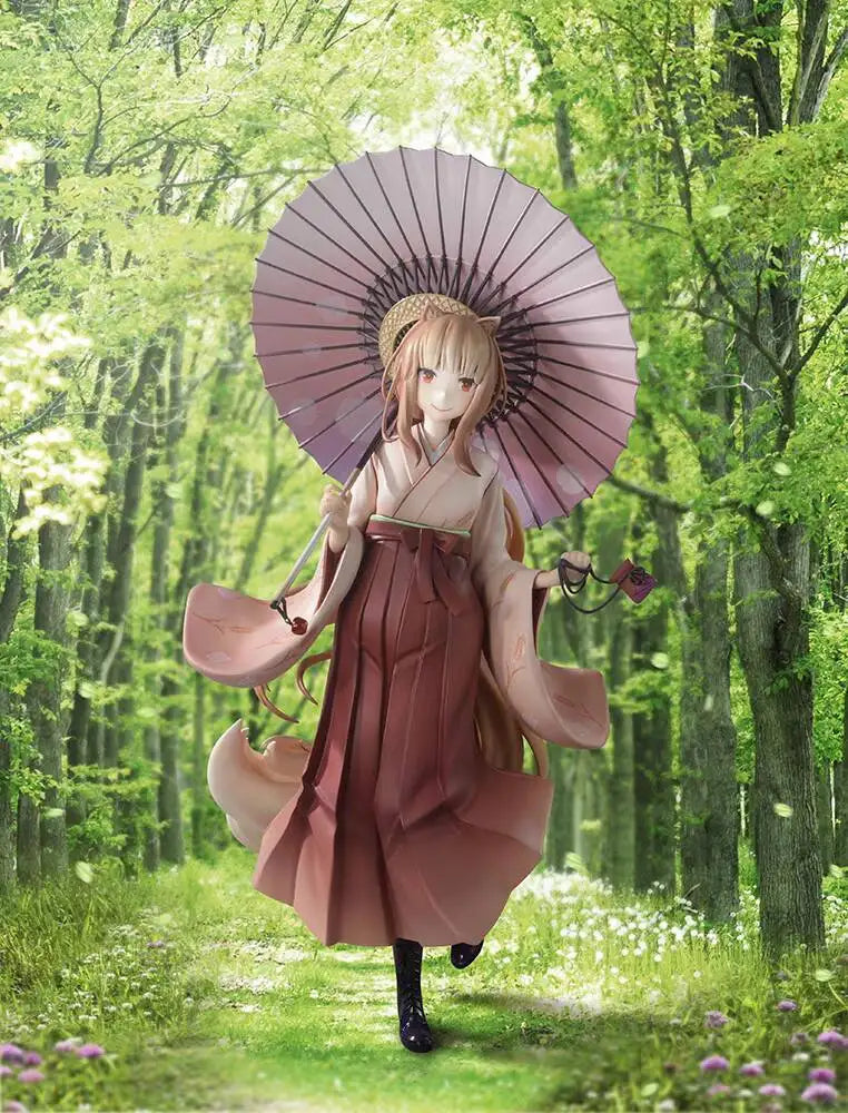 In Stock Original Genuine Spice and Wolf Holo HoroAnime Figure PVC Hakama Kimono Action Figure Model Toy Collection Doll 24cm