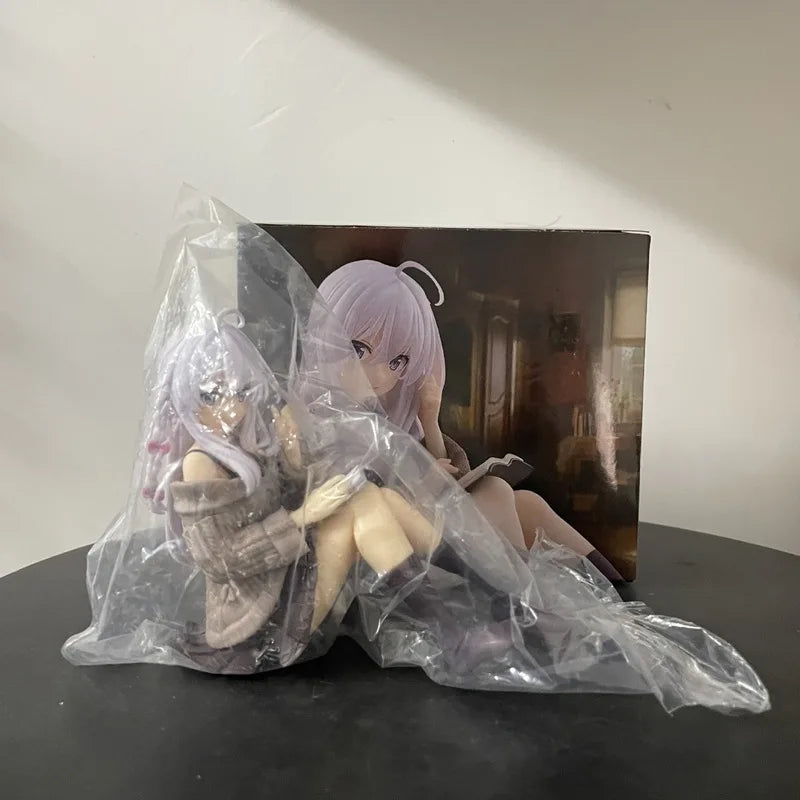 10cm The Journey Of Elaina Elaina Sitting Reading Anime Girl Figure Model Statue Boys Collection Desktop Decoration Ornament Toy
