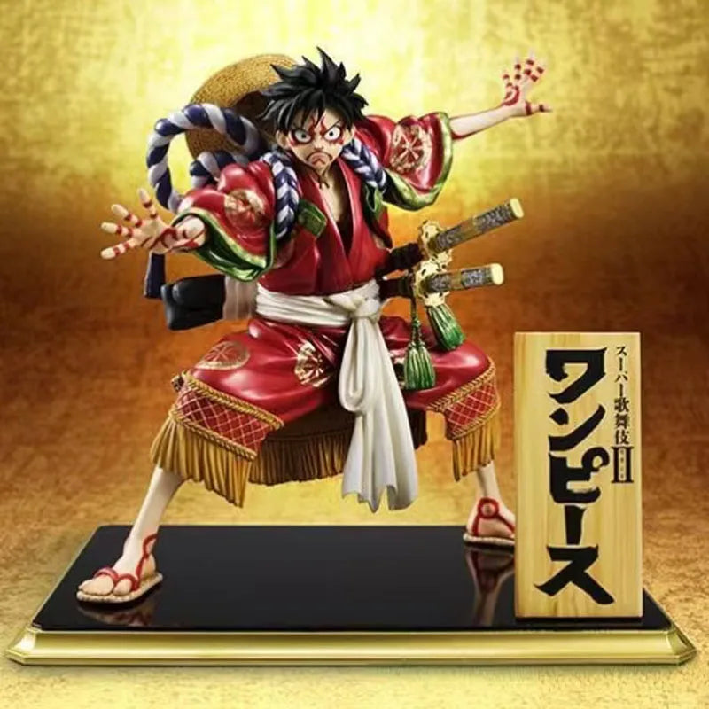 Anime One Piece Kimono Kabuki Edition Monkey D. Luffy Figuren Modell PVC Sammlung Statue Spielzeug Schreibtischdekoration Weihnachtsgeschenk