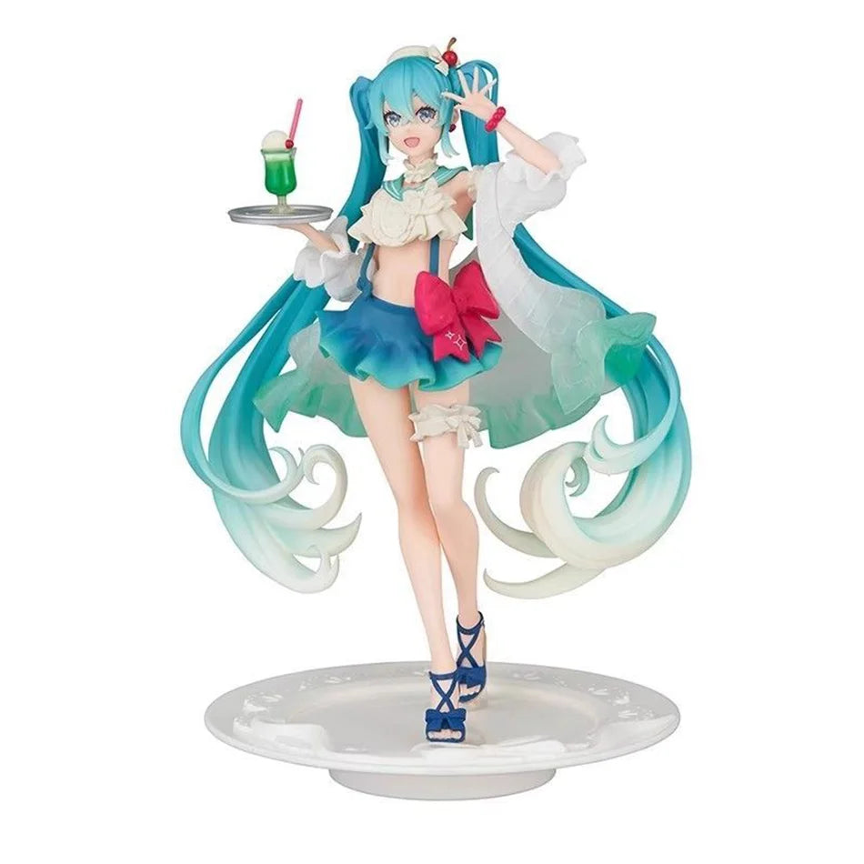 The Hatsune Miku figure Soda  cream dress The Props Desktop Decoration Collection PVC Model Toys Kids Gifts
