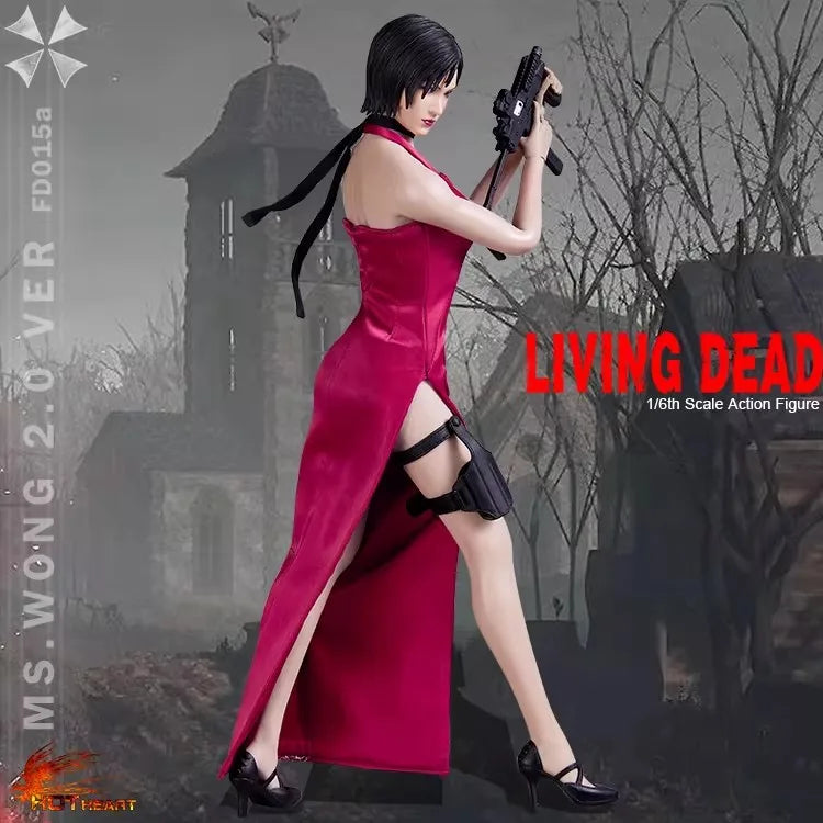 Hot Heart FD015 1/6 Scale Collectible Zombie Killer Spy Ms. Wong Cheongsam Style 12in Action Figure Full Set Model for Fans Gift