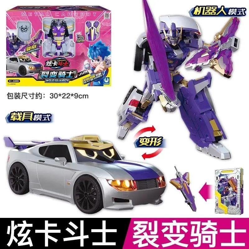In Stock New Metal Cardbot Transforming Robot To Car Action Figures Blue Cop With Card Transformation Car Birthday Toy Gift