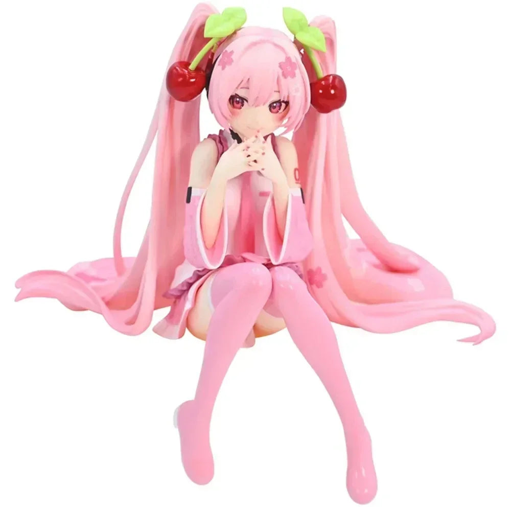 Hatsune Miku Anime Figure Pink Dress Model Cherry Blossom Decoration Desktop Ornament Collectible Action Toy for Birthday Gift