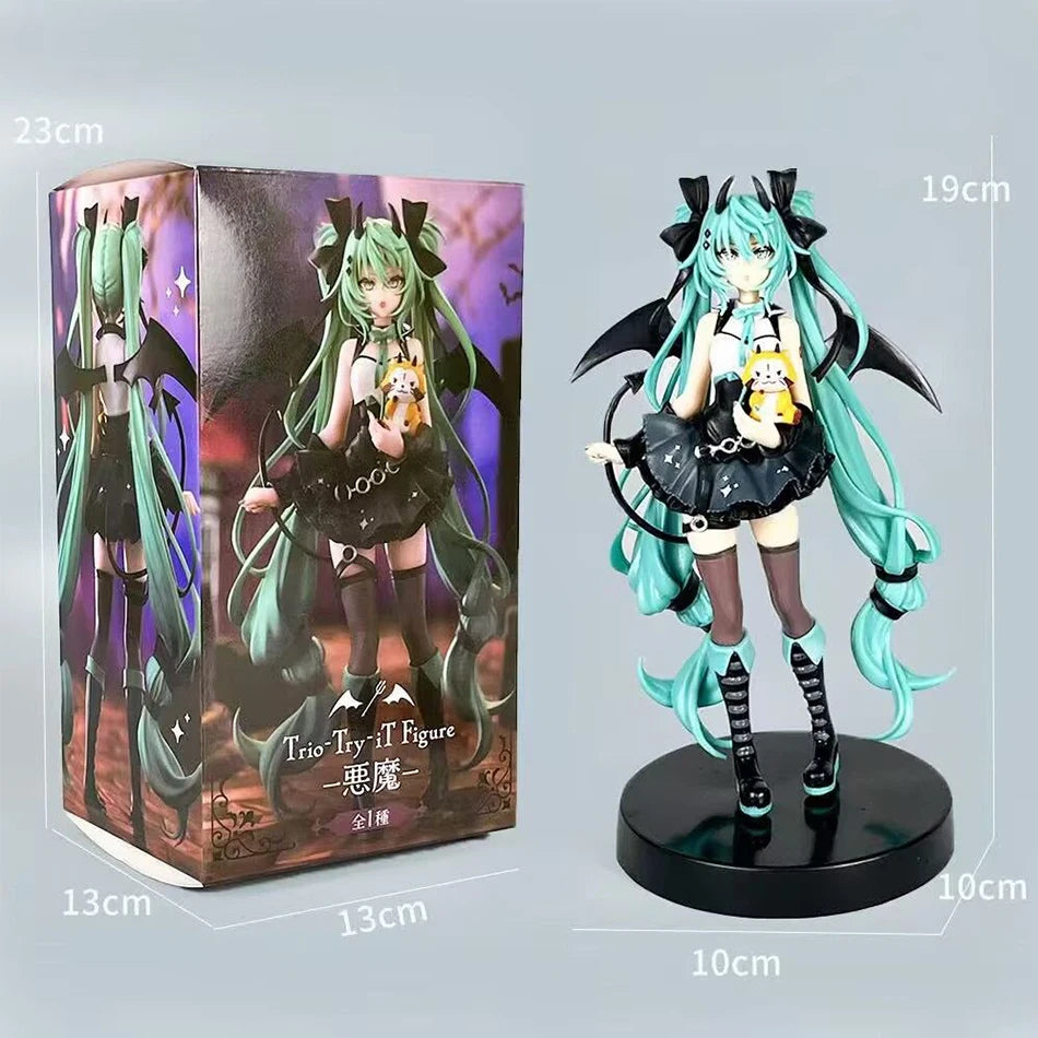Anime Little Devil Hatsune Miku Handgemachter kleiner Waschbär Chuyin Dark Angel Handgemachte PVC-Modellanimation Peripherieornamente