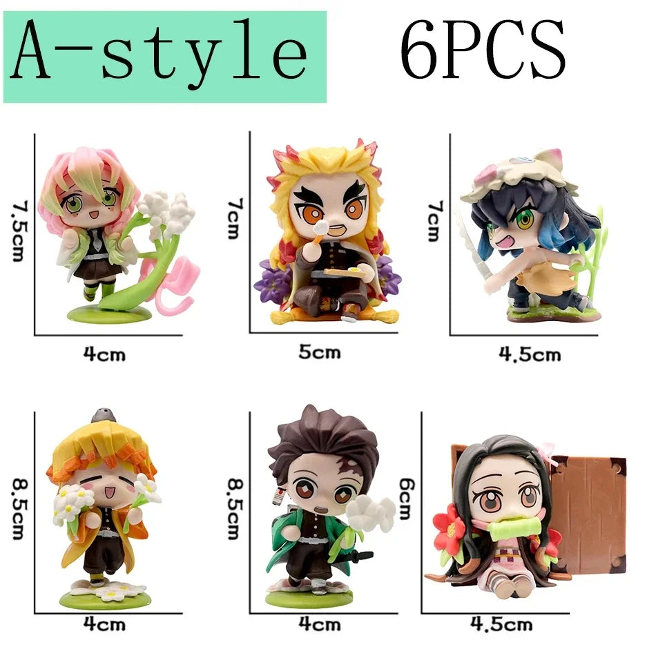 12 Styles Demon Slayer Anime Figure Set Q Version PVC Collectible Model Toy for Kids Adults Anime Fans Gift