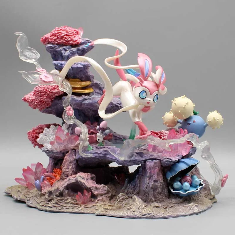 Pokemon Sylveon Anime Figuren Eevee Island 20cm Action Gk Figurine Pvc Statue Schreibtisch Decora Sammler Modell Spielzeug Weihnachtsgeschenke