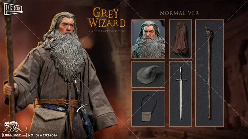 In Stock DYM202401 1/12 Scale Collectible Grey Robe Wizard 6-inch Male Soldier Action Figure Model Toy for Hobby Gifts