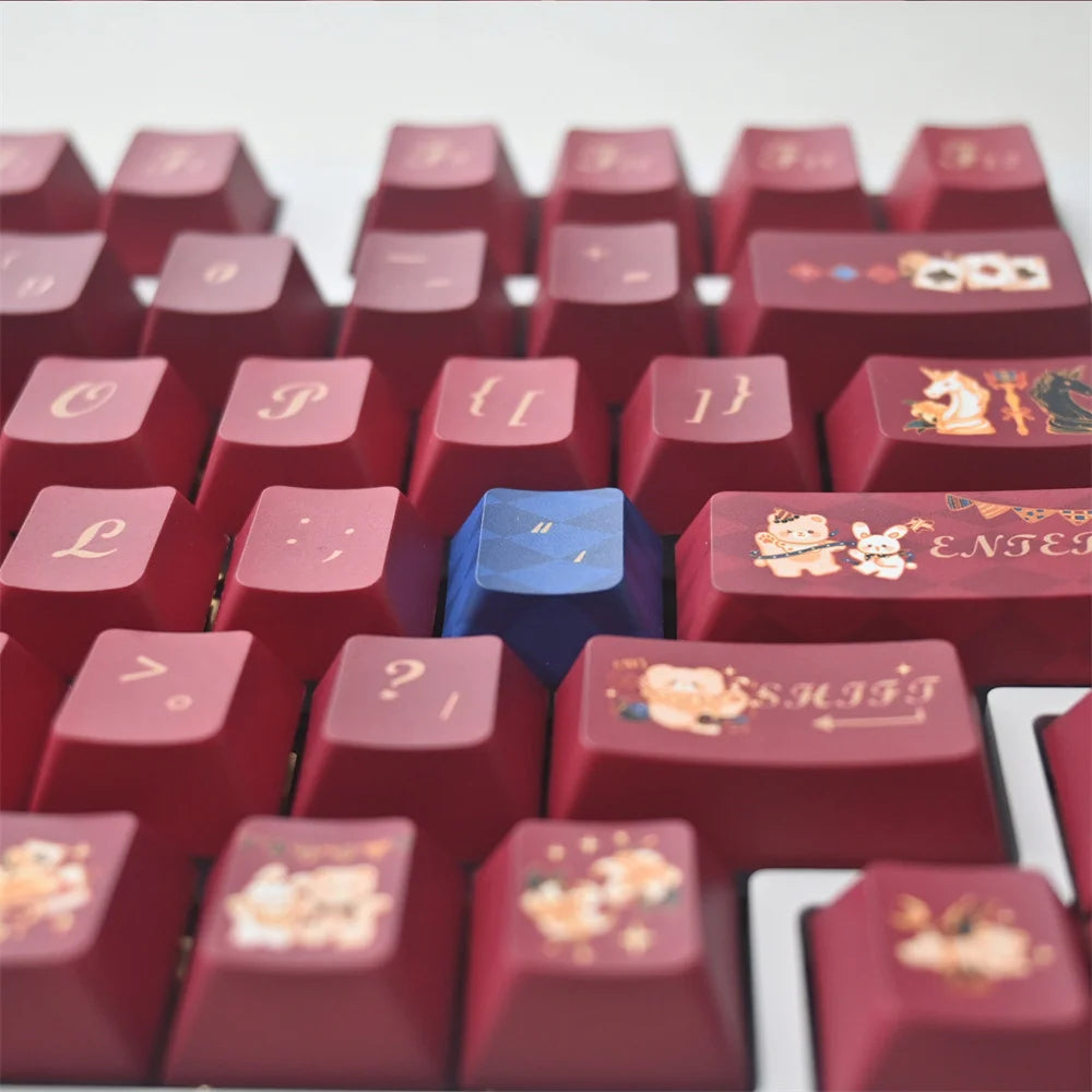 Midnight Fairy Tale PBT Keycap Cherry Profile 5 Side DYE SUB 140 Keys Red Theme For RK68 RK84 RK87 RK104 Mechanical Keyboard