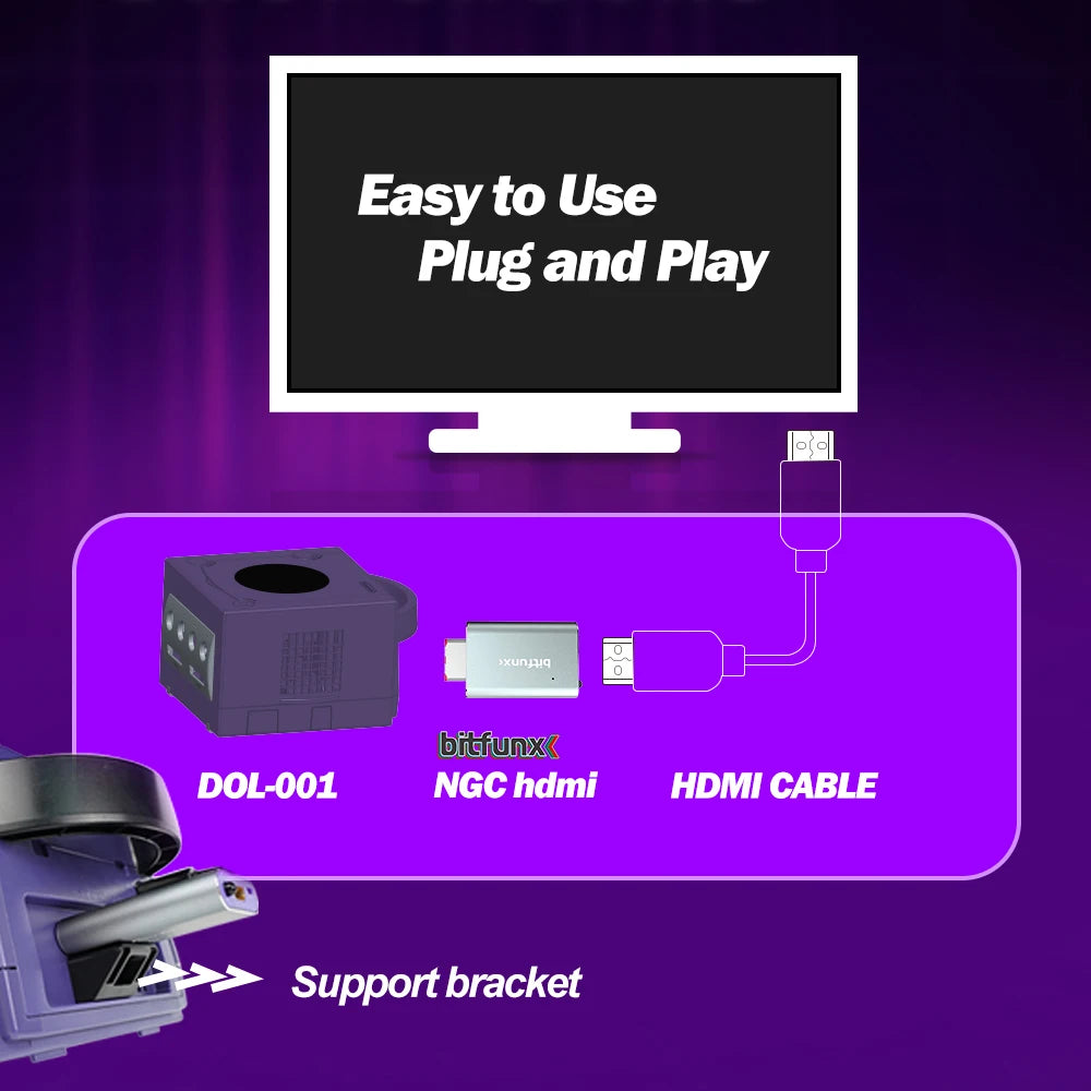 Bitfunx GC Video HDMI Adapter Digital AV to HDMI GC2HDMI for Nintendo Gamecube NGC DOL-001 Game Console