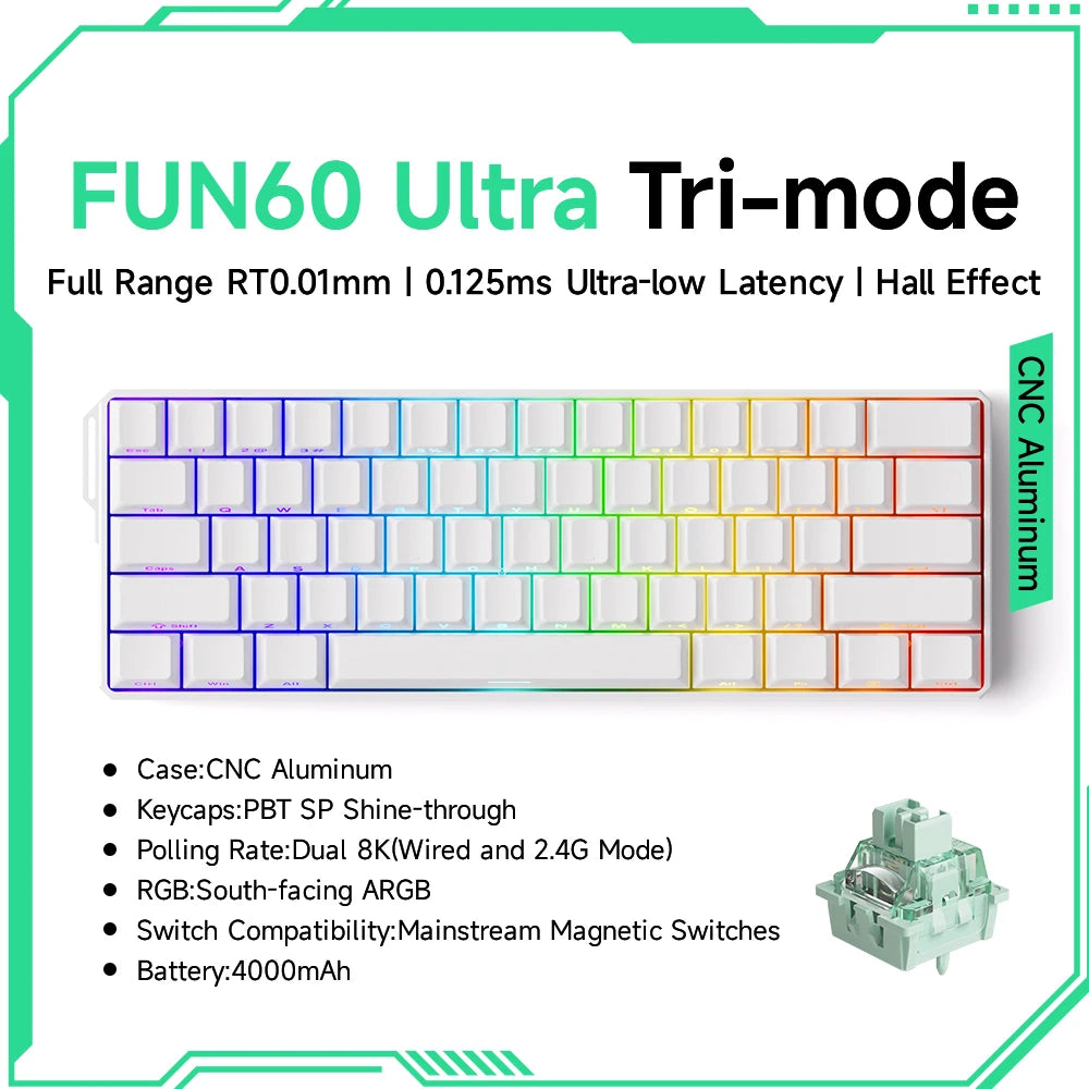 Akko MonsGeek FUN60 Mechanische Tastatur Magnetische Schalter 60% Gaming Tastaturen Schnelle Trigger 0,01mm 8K ARGB HE/TMR Custom Tastatur