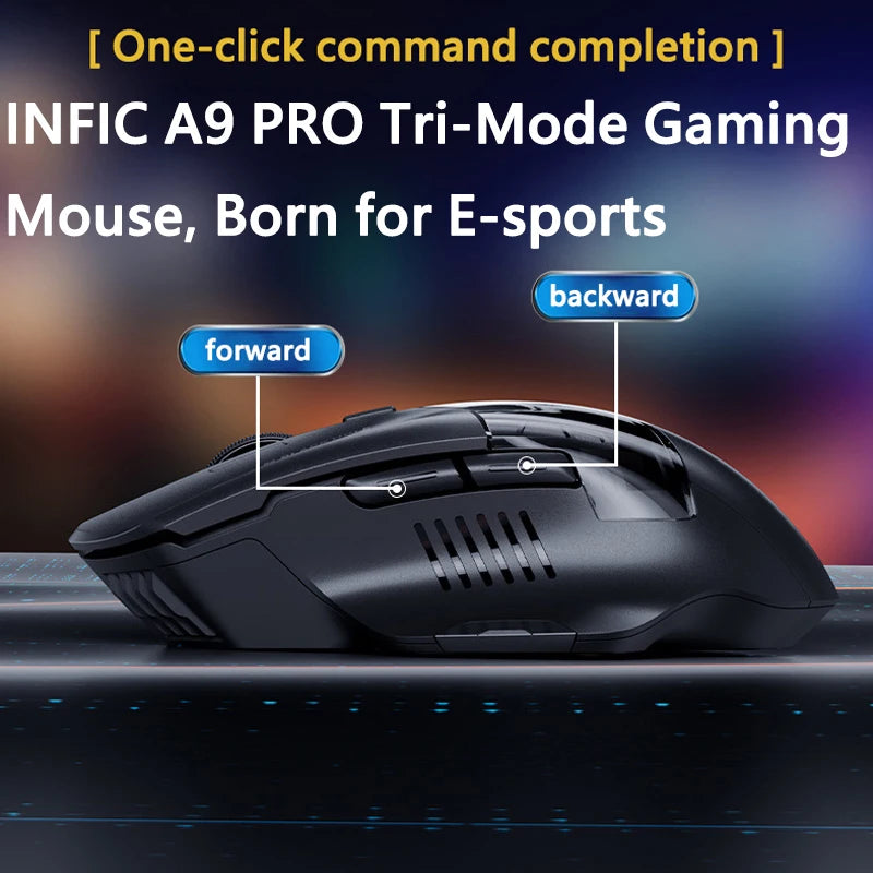 Inphic A9 PRO MAX Neue kabelgebundene/kabellose/Bluetooth-Gaming-Maus mit drei Modi, 1000 Hz Rücklaufrate, 12800 DPI kabellose Maus