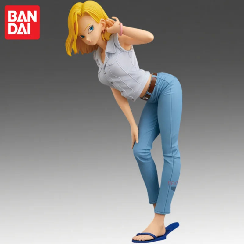 In Stock Bandai Original Banpresto Dragon Ball Android 18 Action Figure Model Doll Brand New Boxed Garage Ornaments Collectible