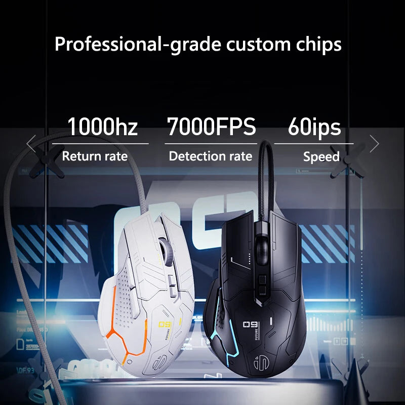 Inphic PG9 Wired Mouse 75g Lightweight Gaming Mouse for Esports Games 12800DPI 6 Buttons RGB light effect