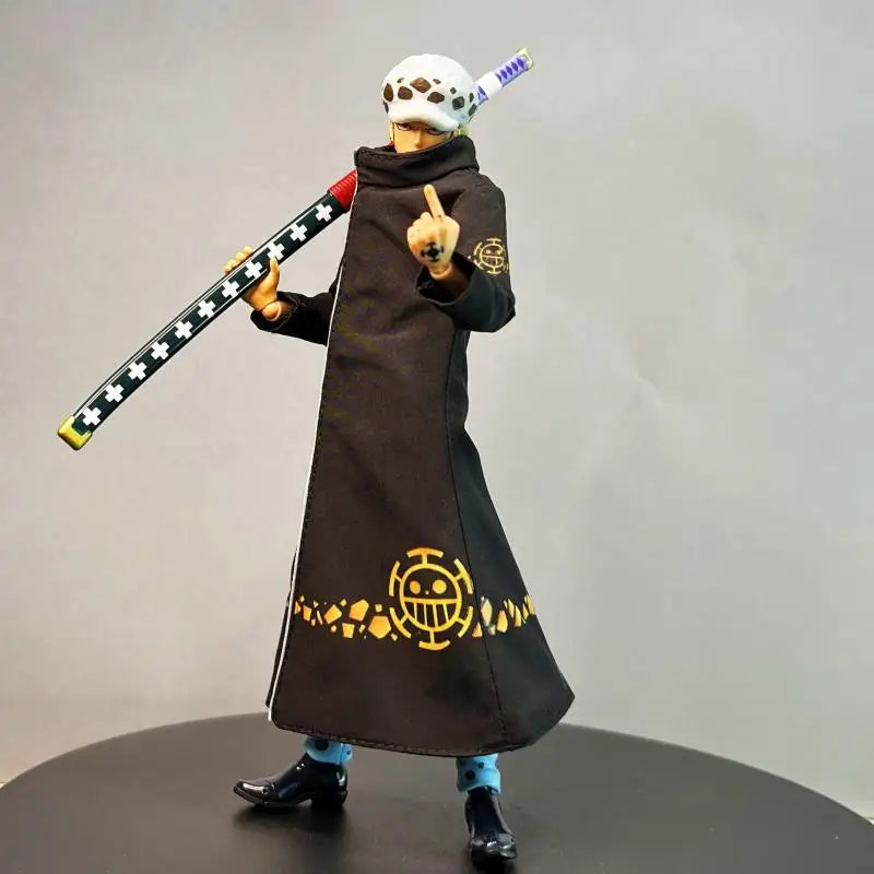 One Piece Shf Series Anime Trafalgar D Water Law Handmade Clothes Windbreaker Is Suitable for 1/12 Size Movable Humanoid Toy